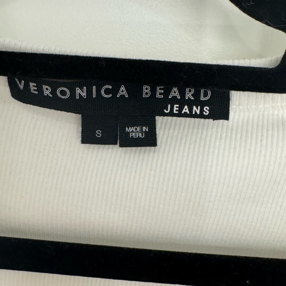 Veronica Beard White Ribbed Cathie Ruffled Top - Picture 4 of 5